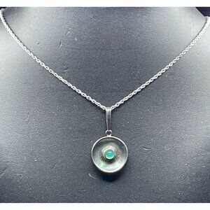 Vintage Kultaseppä Salovaara Sterling Silver Chrysoprase Pendant Necklace Finlan